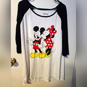 Plus Size Minnie and Mickey Baseball Tee